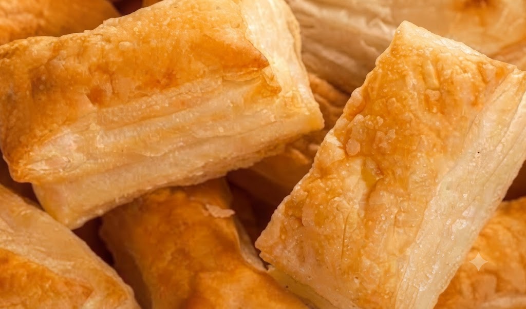 Golden crispy Maska Khari puff biscuits