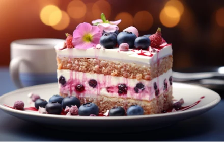 Delicious layered strawberry fruit pastry at ChaayShaay